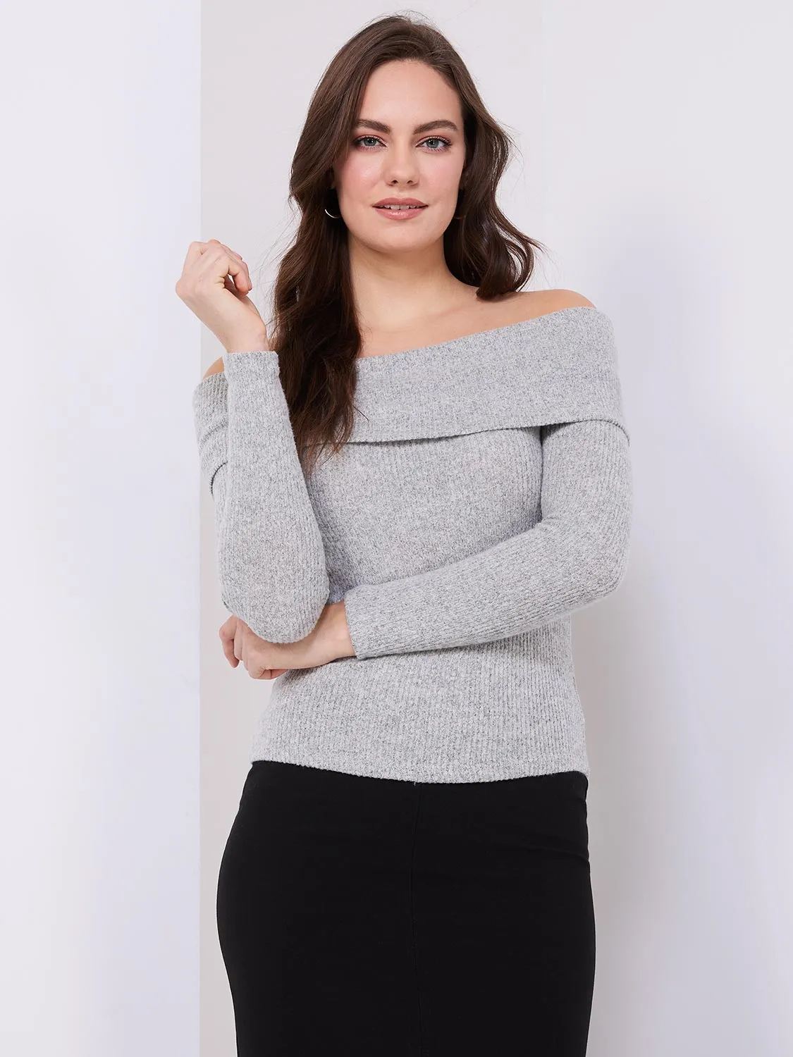 Off-The-Shoulder Ribbed Top sold by Suzy Shier product image thumbnail 3
