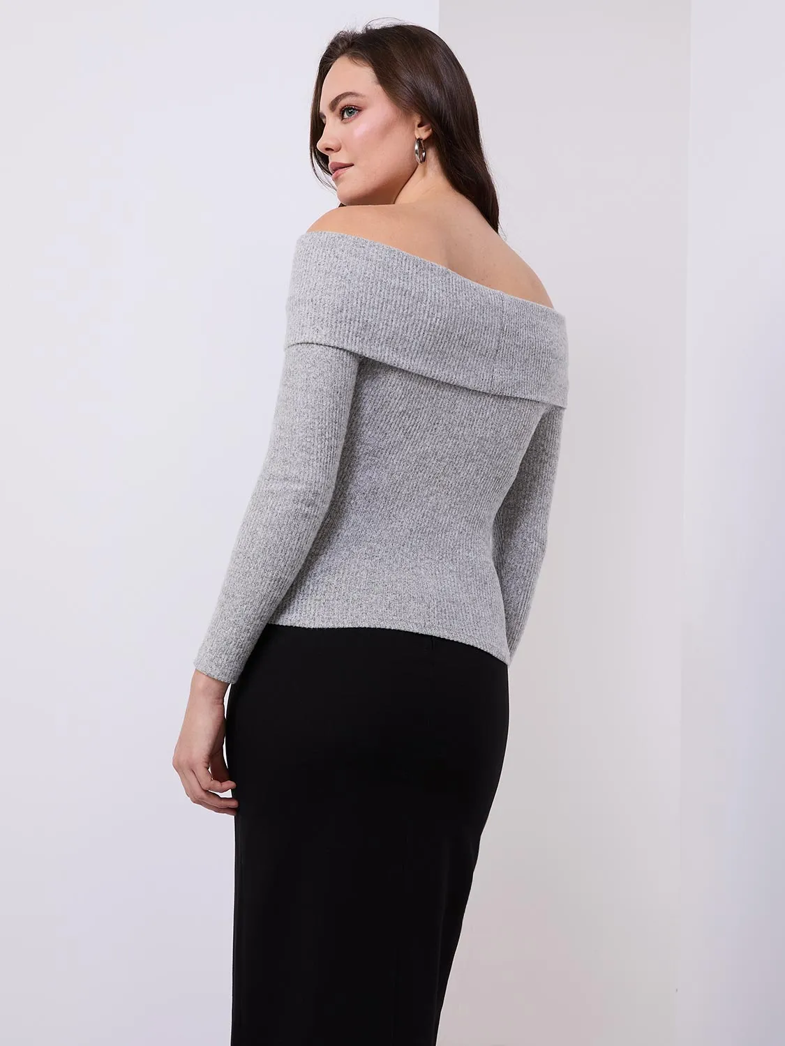 Off-The-Shoulder Ribbed Top sold by Suzy Shier product image thumbnail 5