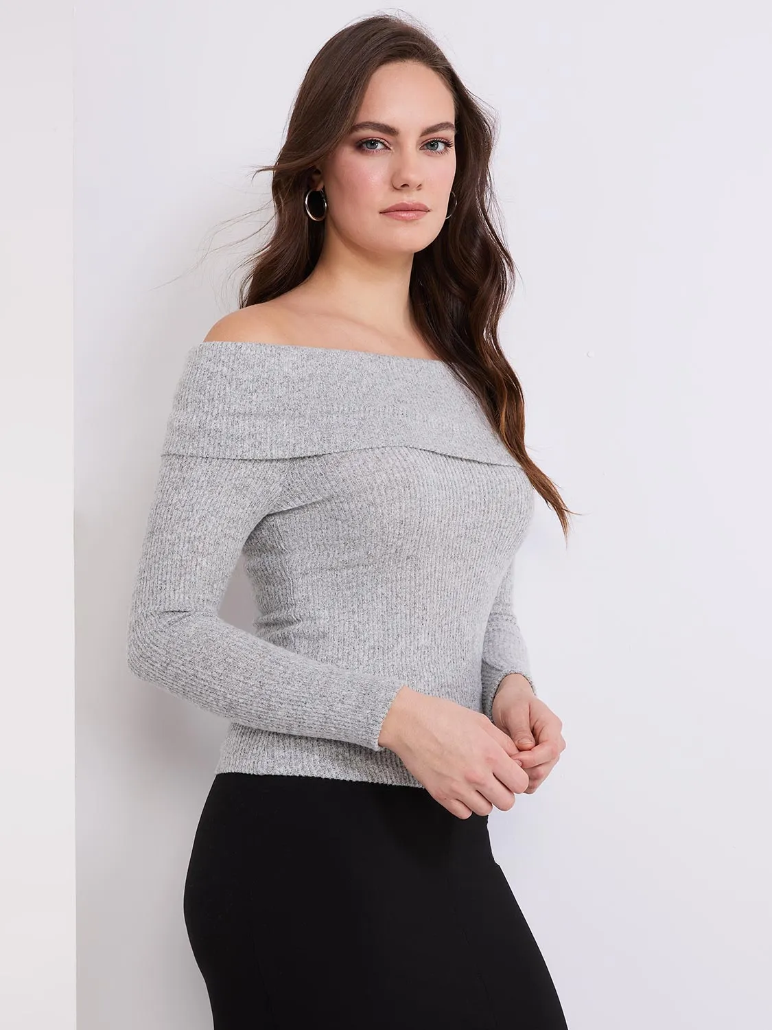 Off-The-Shoulder Ribbed Top sold by Suzy Shier product image thumbnail 4