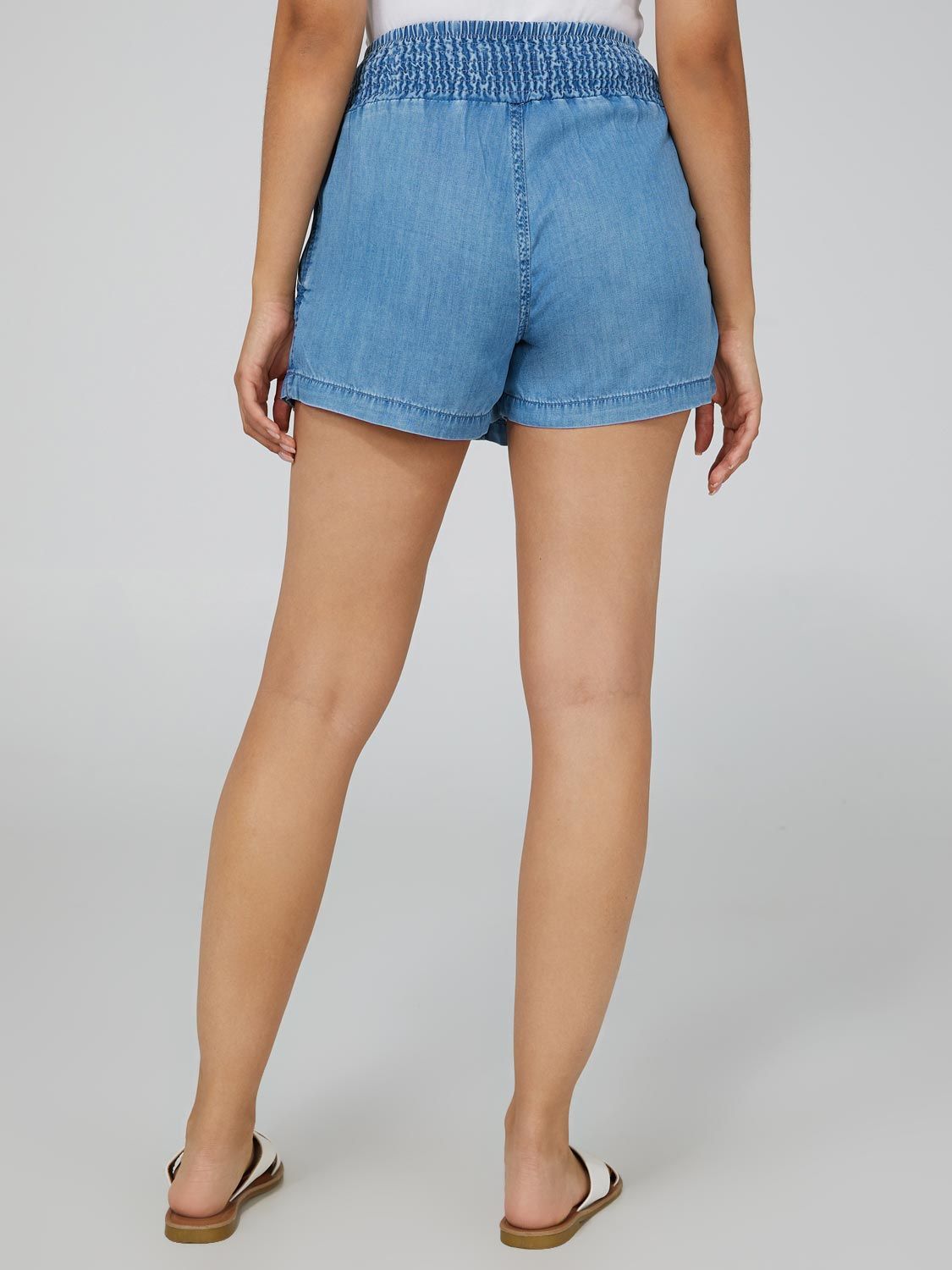 Pull-On Lightweight Denim Skort With Smocked Waistband sold by Suzy Shier product image thumbnail 4