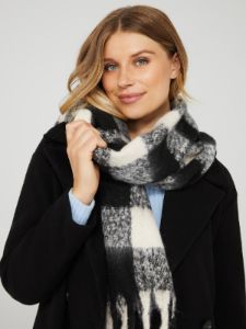 Brushed Check Scarf With Frayed Edges sold by Suzy Shier