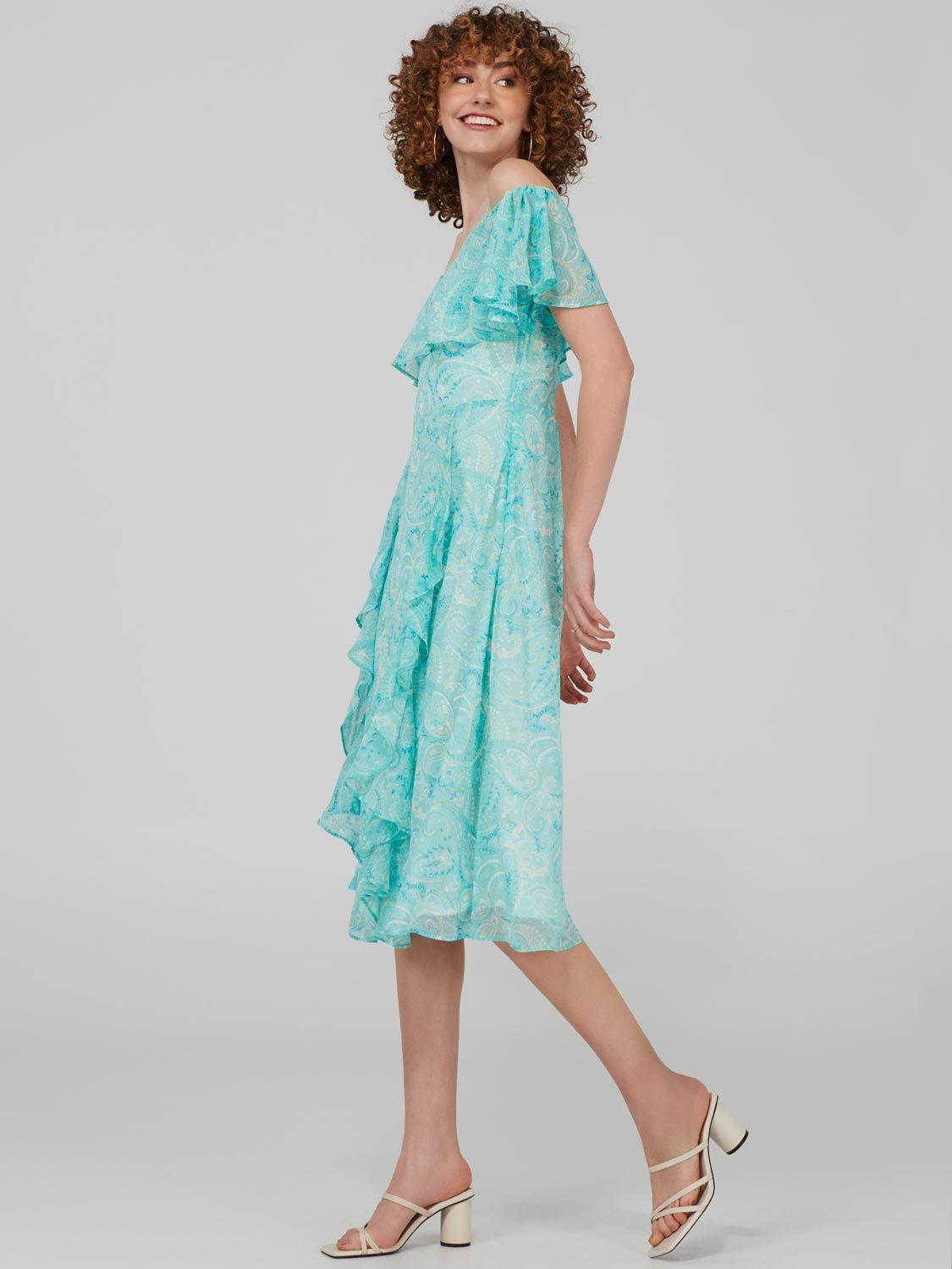 Off-The-Shoulder Midi Dress With Ruffle Detail sold by Suzy Shier product image thumbnail 4