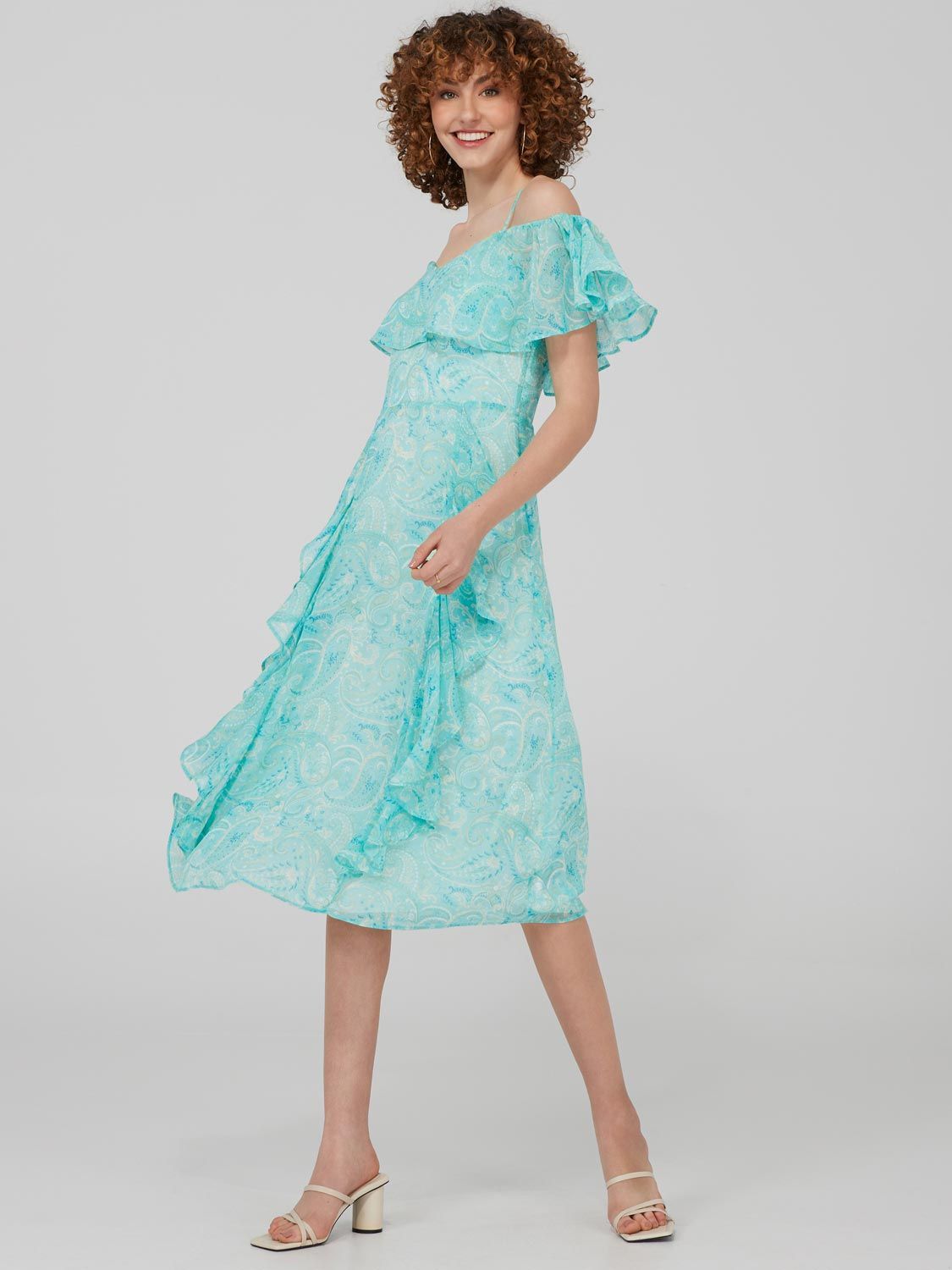 Off-The-Shoulder Midi Dress With Ruffle Detail sold by Suzy Shier product image thumbnail 2