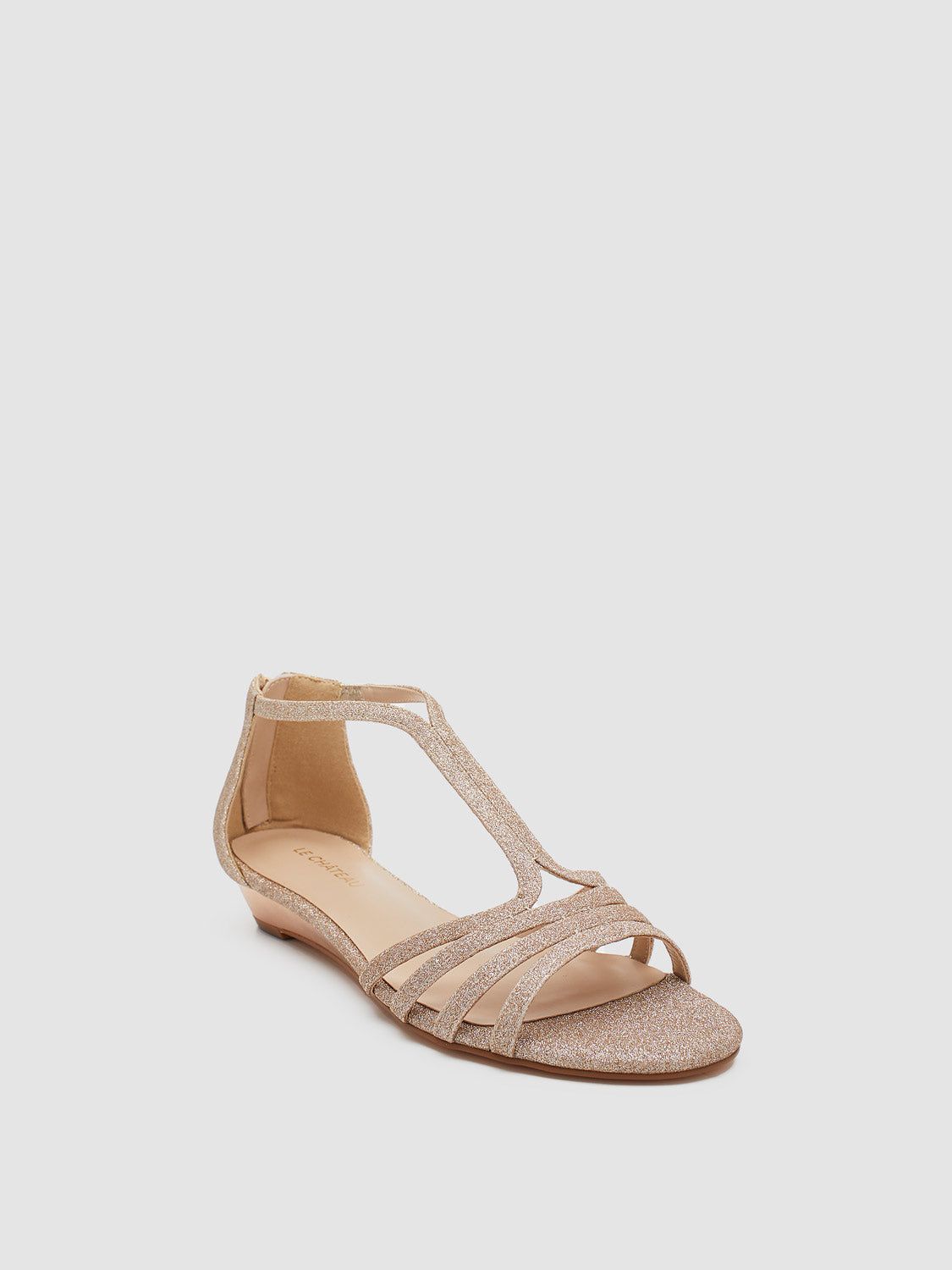 Fine Glitter Round Toe T-Strap Wedge Sandal sold by Suzy Shier product image thumbnail 2