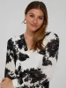 Printed V-Neck Top With Sheer Crepe Chiffon Long Sleeves sold by Suzy Shier