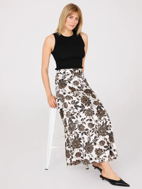 Printed Satin A-Line Skirt sold by Suzy Shier