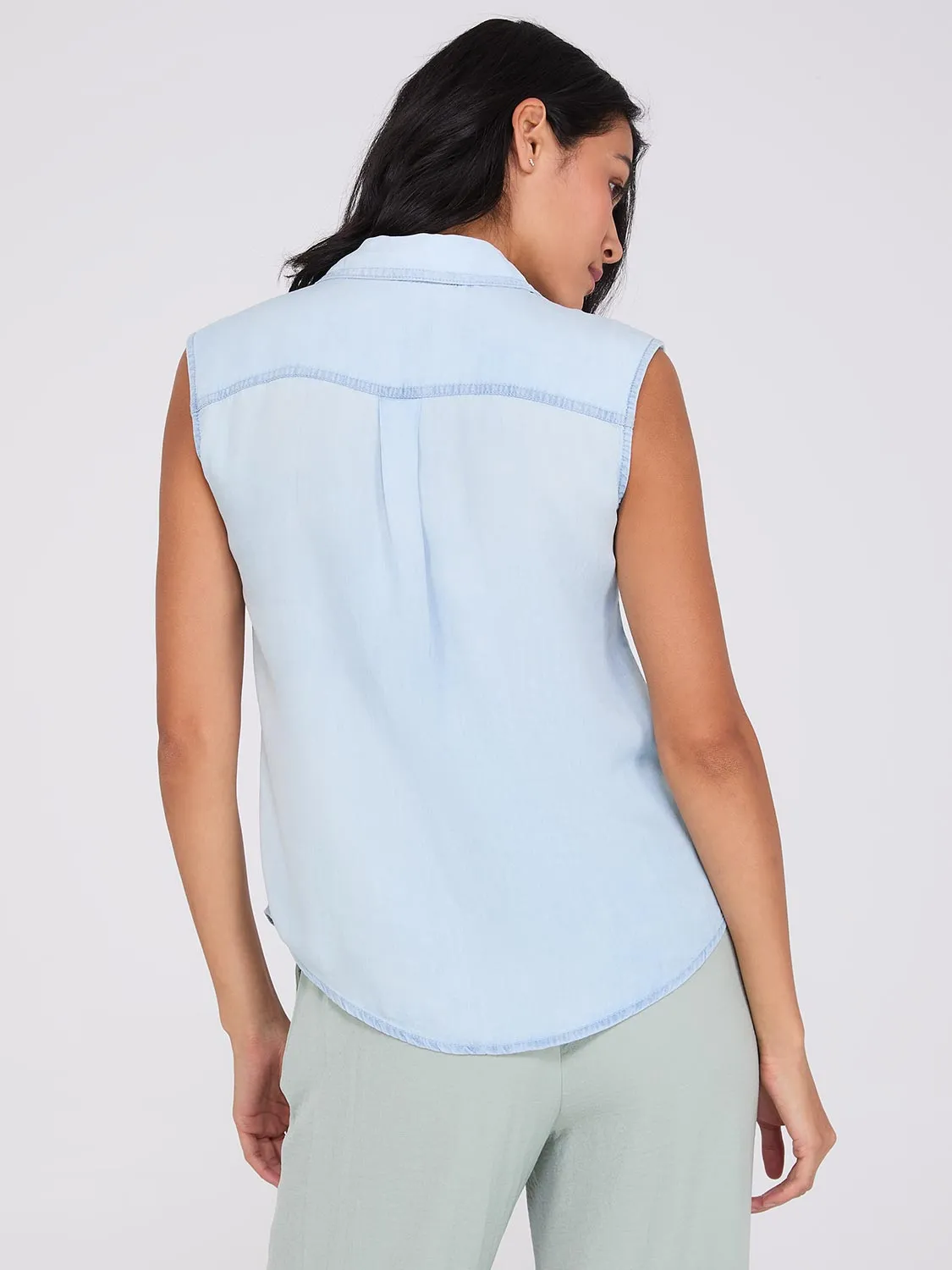 Sleeveless Button-Front Tencel Blouse sold by Suzy Shier product image thumbnail 3