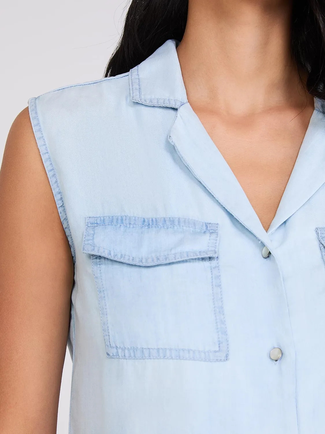 Sleeveless Button-Front Tencel Blouse sold by Suzy Shier product image thumbnail 2