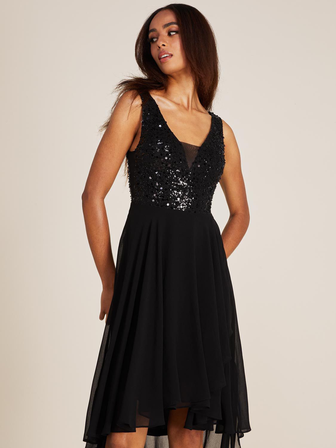 V-Neck Fit & Flare High-Low Chiffon Dress sold by Suzy Shier product image thumbnail 2