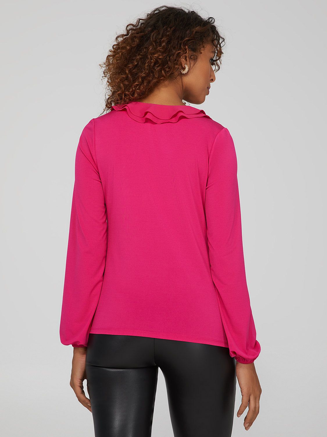 Chiffon Ruffle V-Neck Top sold by Suzy Shier product image thumbnail 4