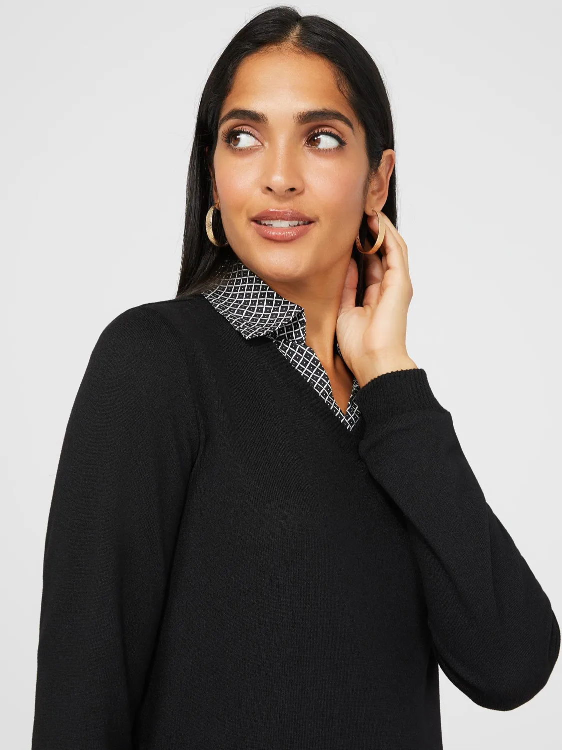 2-Fer Printed Chiffon Long Sleeve Top sold by Suzy Shier product image thumbnail 2