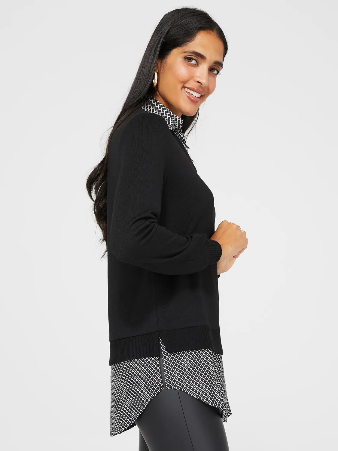 2-Fer Printed Chiffon Long Sleeve Top sold by Suzy Shier product image thumbnail 3