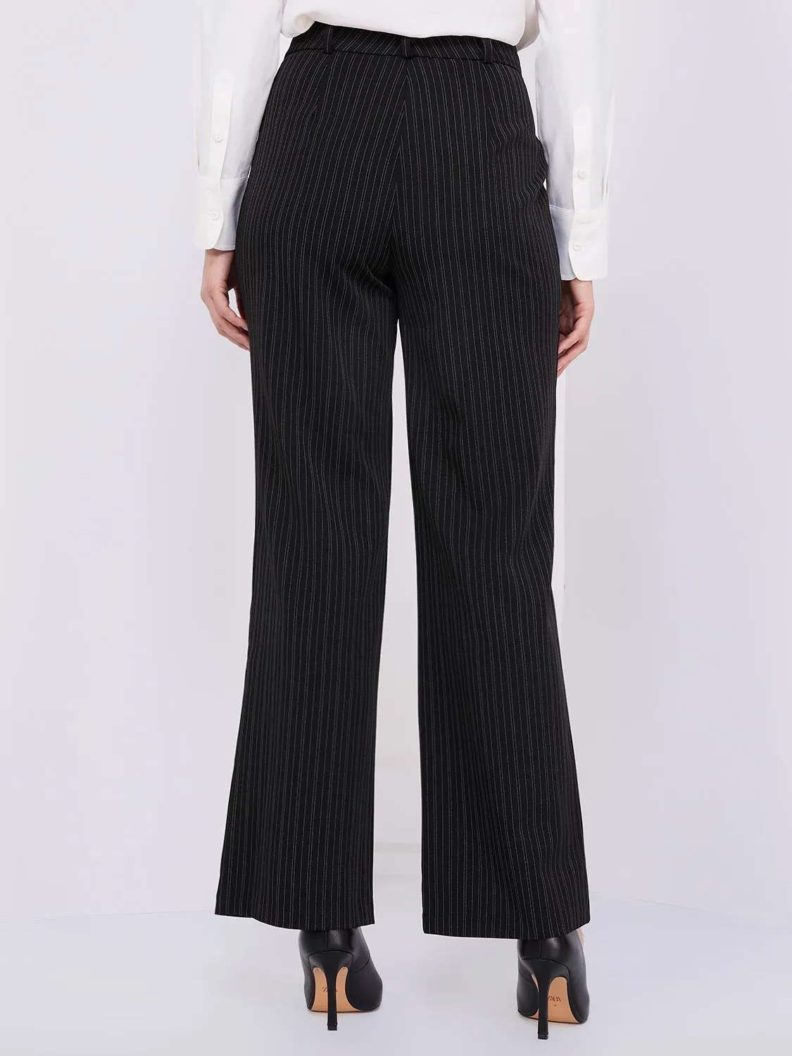 Striped High-Waisted Wide Leg Trousers sold by Suzy Shier product image thumbnail 4