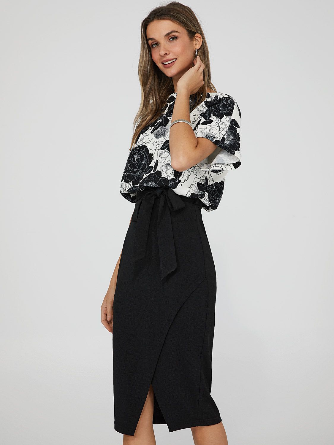Printed 2-Fer Knee Length Dress sold by Suzy Shier product image thumbnail 2