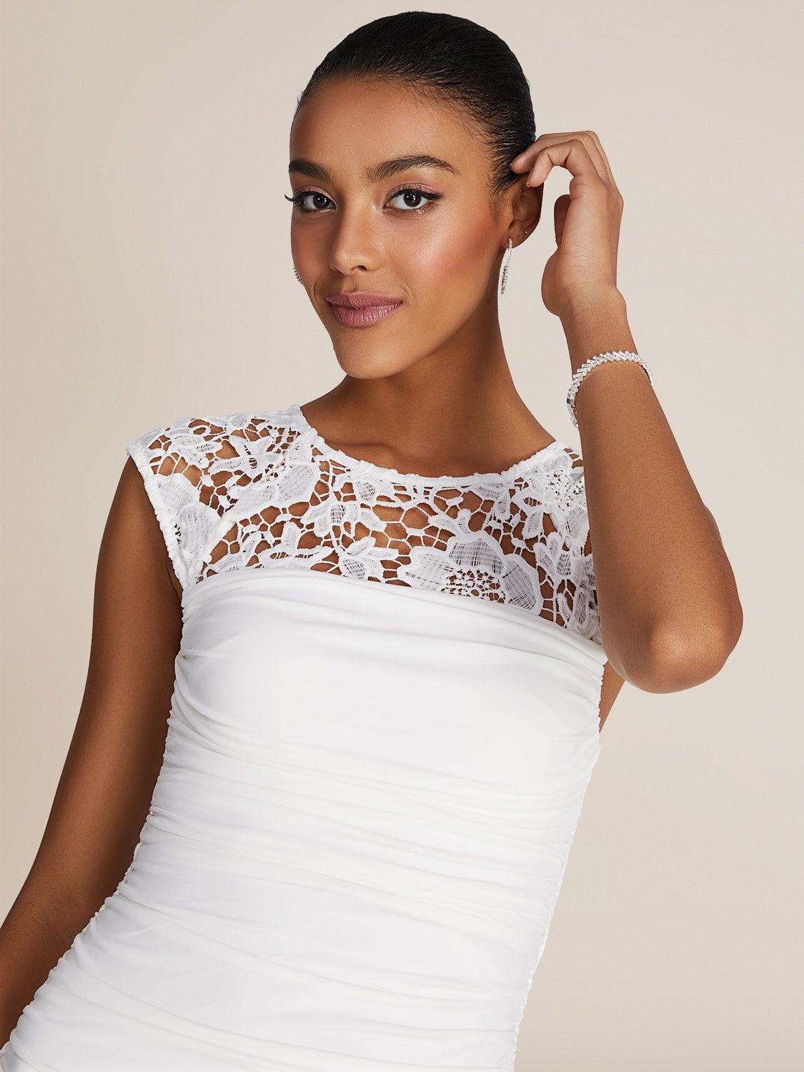 Sleeveless Knee Length Dress With Lace Details sold by Suzy Shier product image thumbnail 6