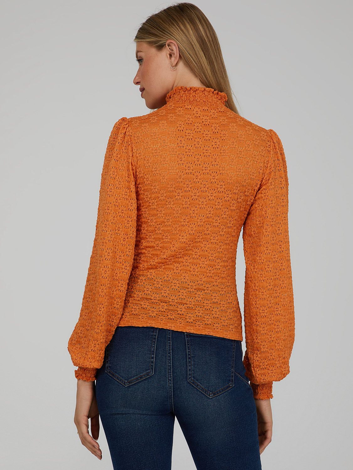 Lace Puff-Sleeve Mock Neck Top sold by Suzy Shier product image thumbnail 4