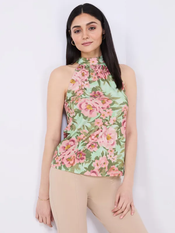 Sleeveless Floral Print Mock Neck Top sold by Suzy Shier