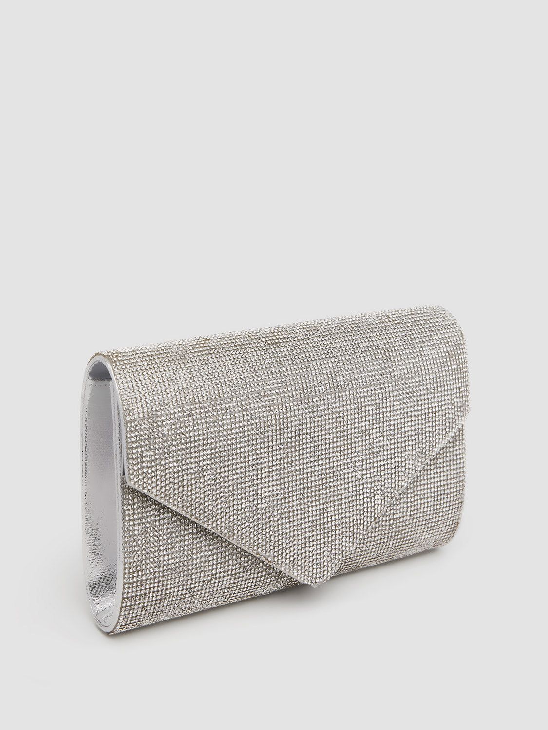 Rhinestone Flapover Envelope Clutch With Metal Trim sold by Suzy Shier