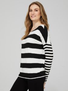 Combo Stripe Long Dolman Sleeve Top sold by Suzy Shier