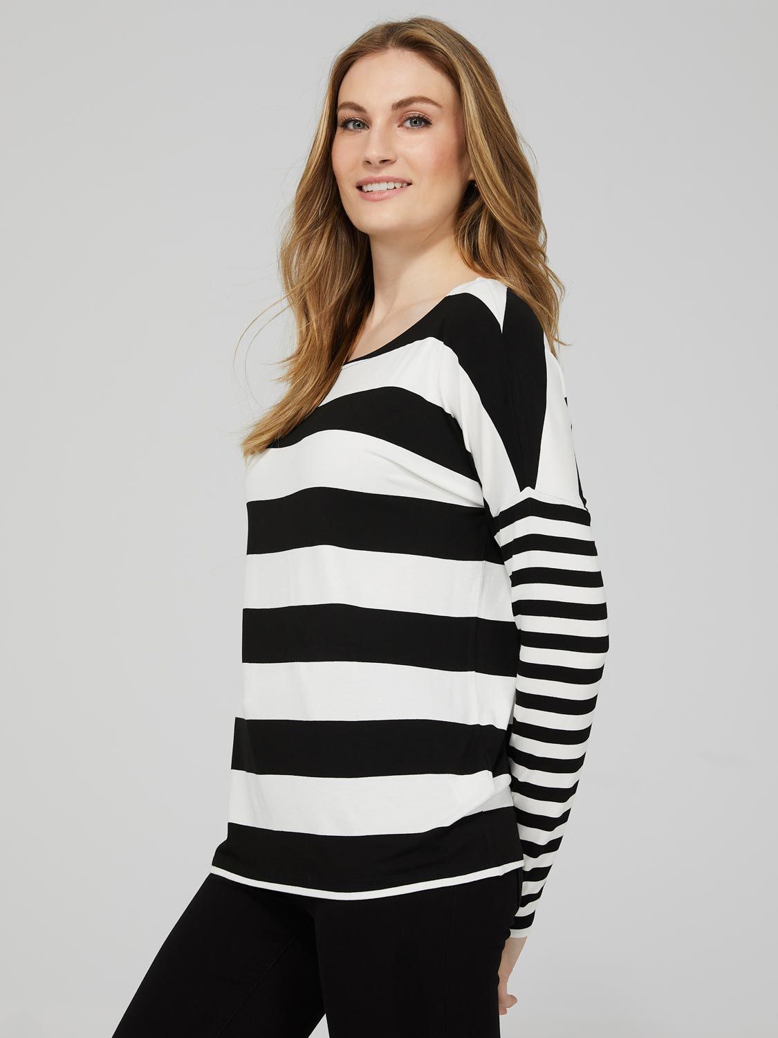 Combo Stripe Long Dolman Sleeve Top sold by Suzy Shier product image thumbnail 3