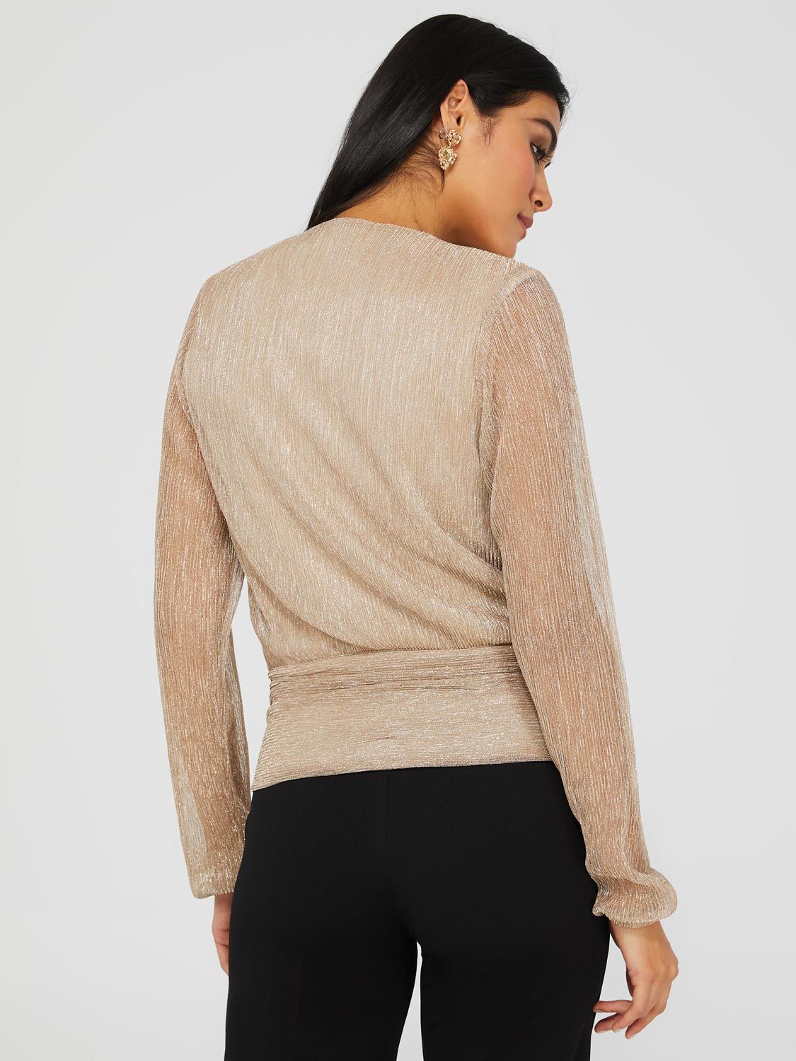 Foil Print Mesh V-Neck Top sold by Suzy Shier product image thumbnail 5