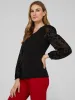 Round Neck Top With Sheer Chiffon Long Sleeves sold by Suzy Shier