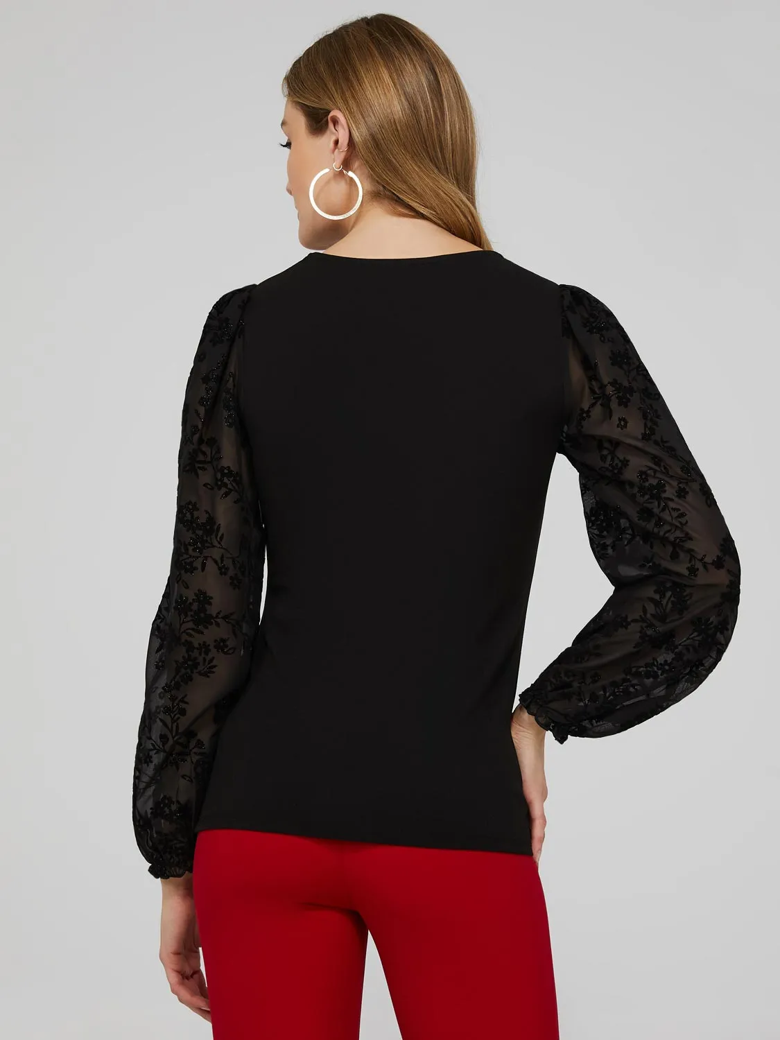 Round Neck Top With Sheer Chiffon Long Sleeves sold by Suzy Shier product image thumbnail 5