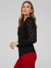 Round Neck Top With Sheer Chiffon Long Sleeves sold by Suzy Shier