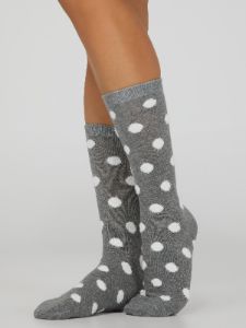 Fuzzy Polka Dot Crew Socks sold by Suzy Shier