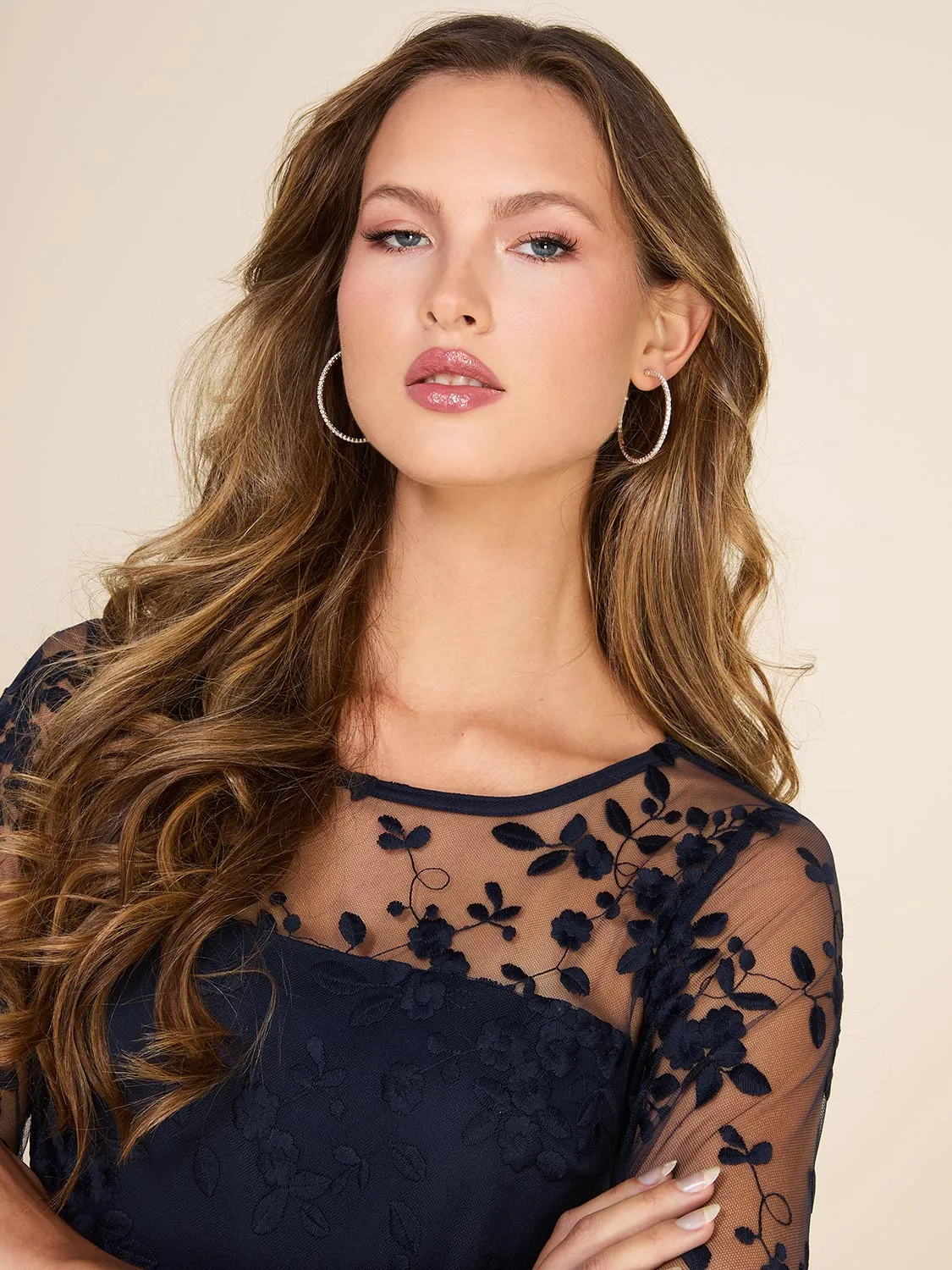 Embroidered Chiffon Fit & Flare Mini Dress sold by Suzy Shier product image thumbnail 3