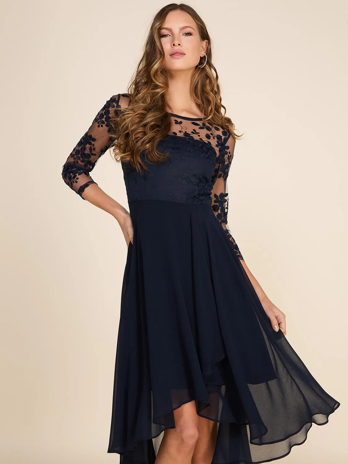 Embroidered Chiffon Fit & Flare Mini Dress sold by Suzy Shier product image thumbnail 2