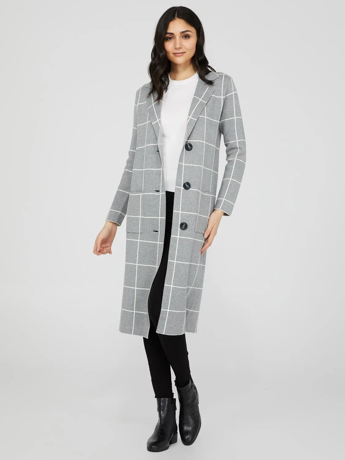Jacquard Long Coatigan With Patch Pockets sold by Suzy Shier product image thumbnail 4