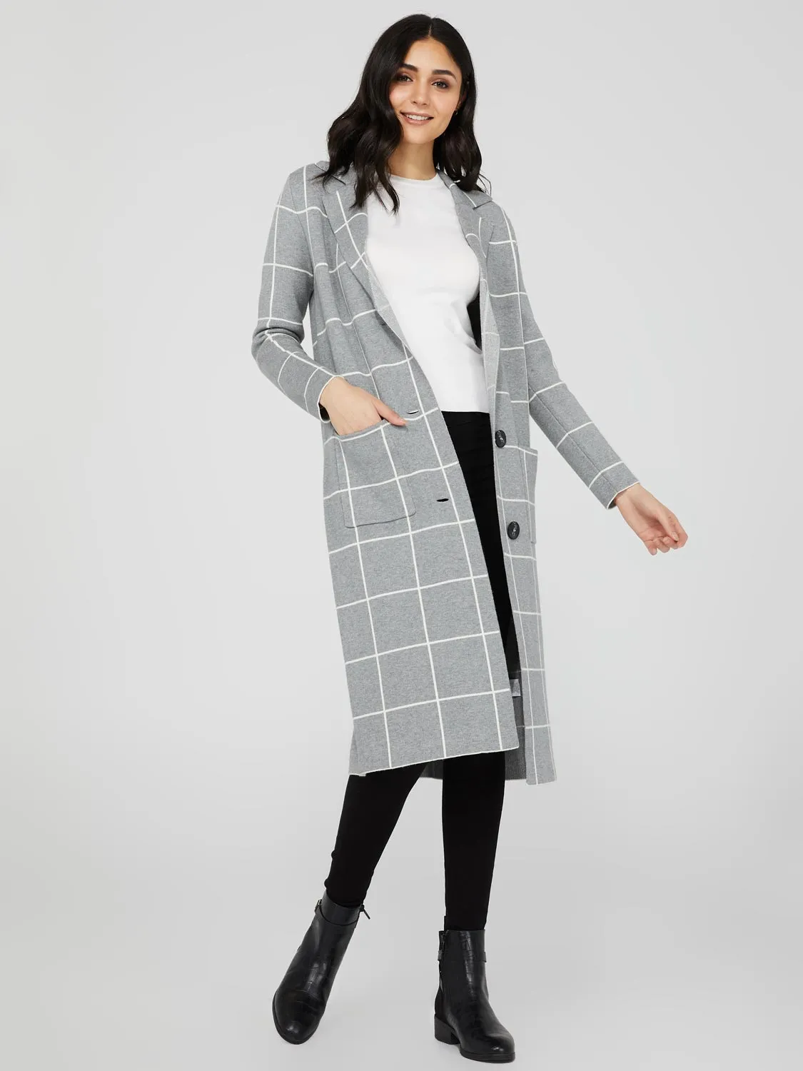 Jacquard Long Coatigan With Patch Pockets sold by Suzy Shier product image thumbnail 2