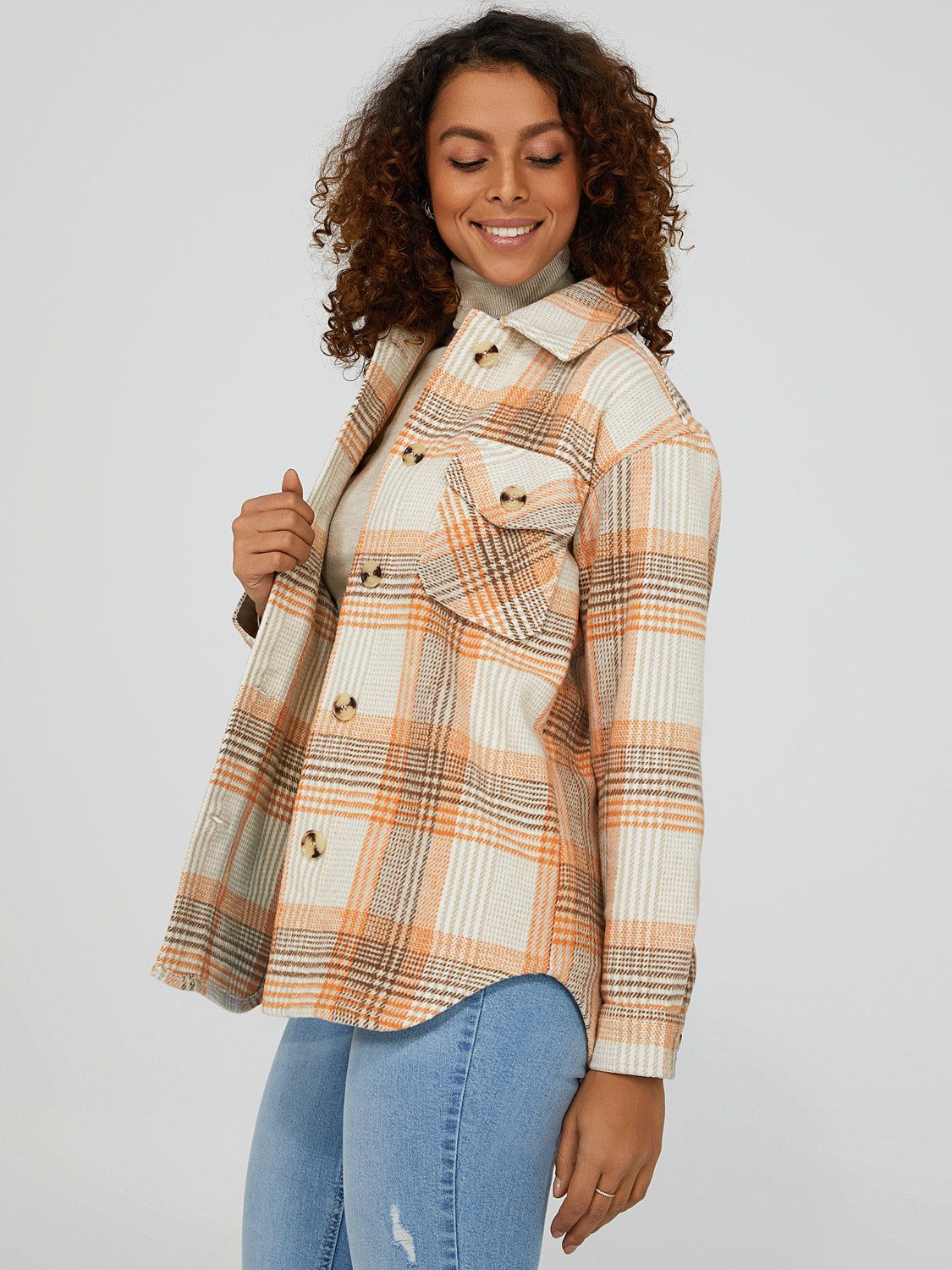 Plaid Shacket With Flap Pockets sold by Suzy Shier