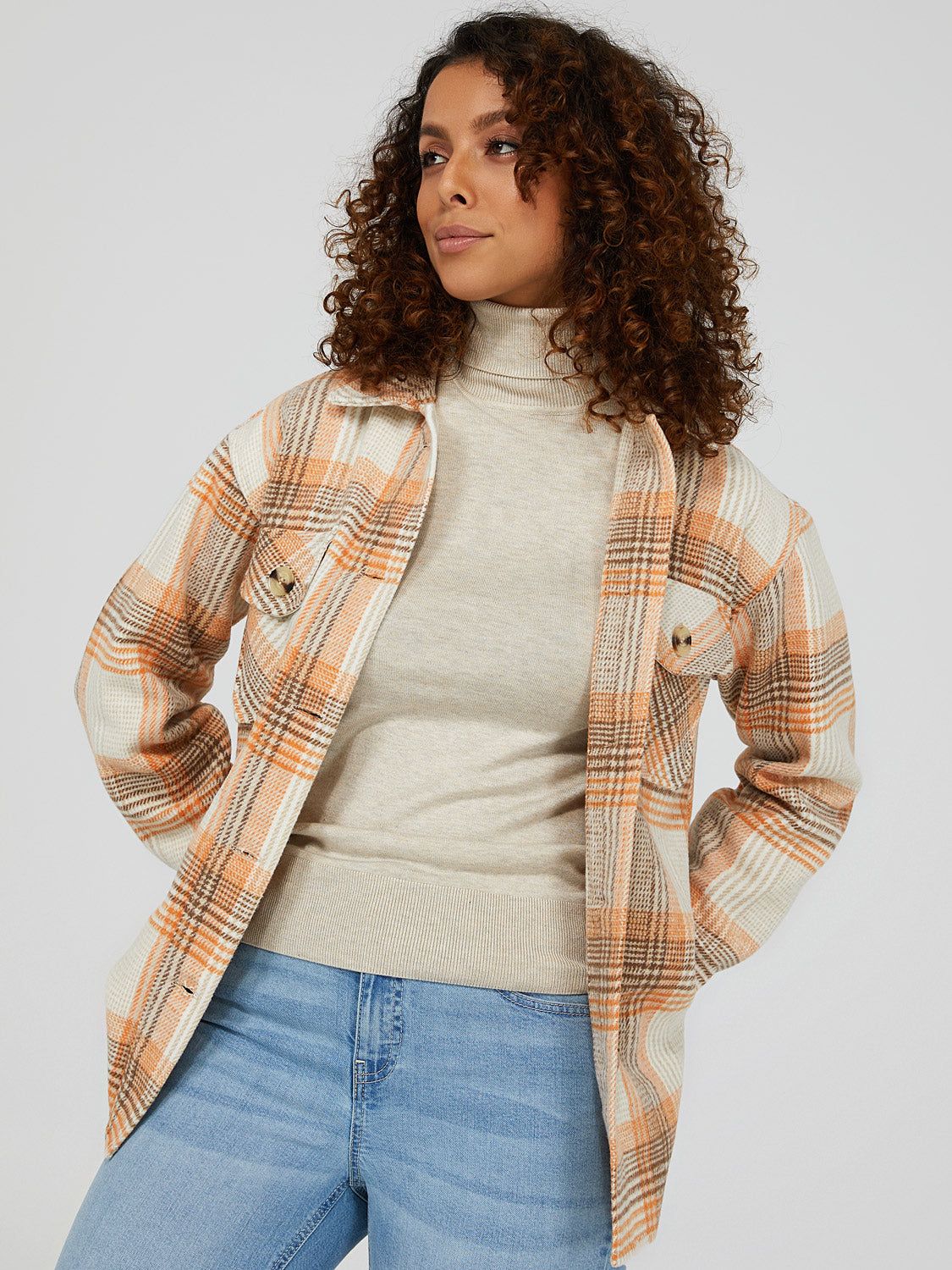 Plaid Shacket With Flap Pockets sold by Suzy Shier product image thumbnail 4