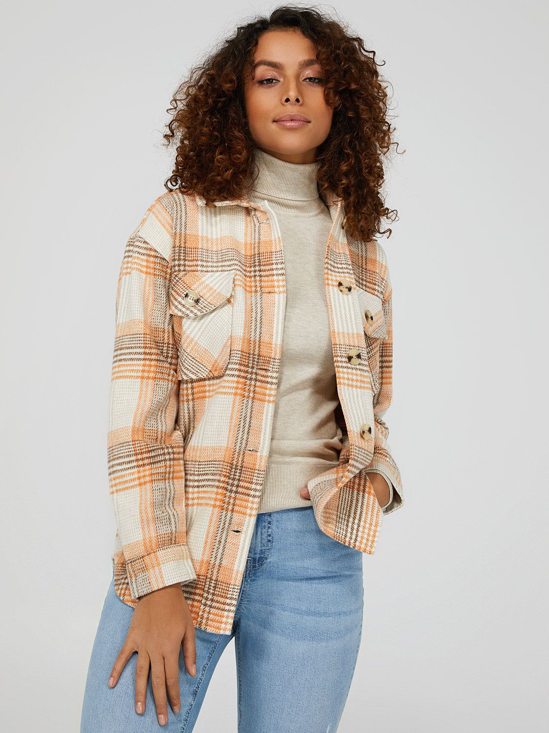 Plaid Shacket With Flap Pockets sold by Suzy Shier product image thumbnail 3