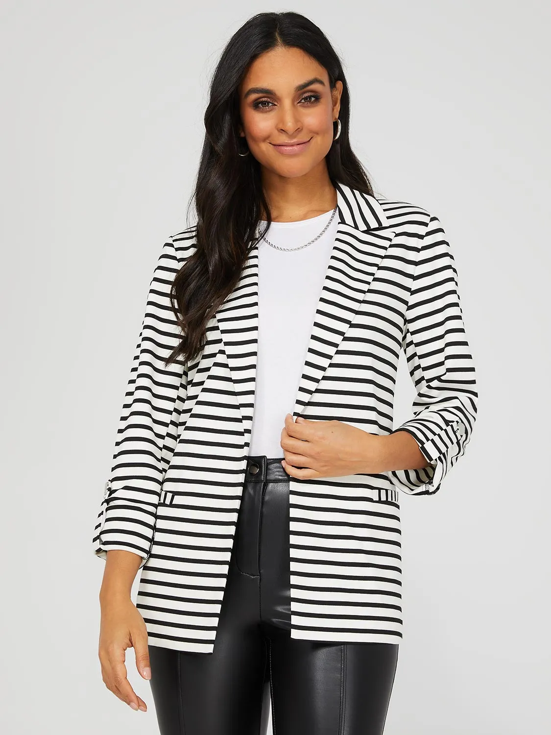 Striped Open Front Blazer sold by Suzy Shier product image thumbnail 2