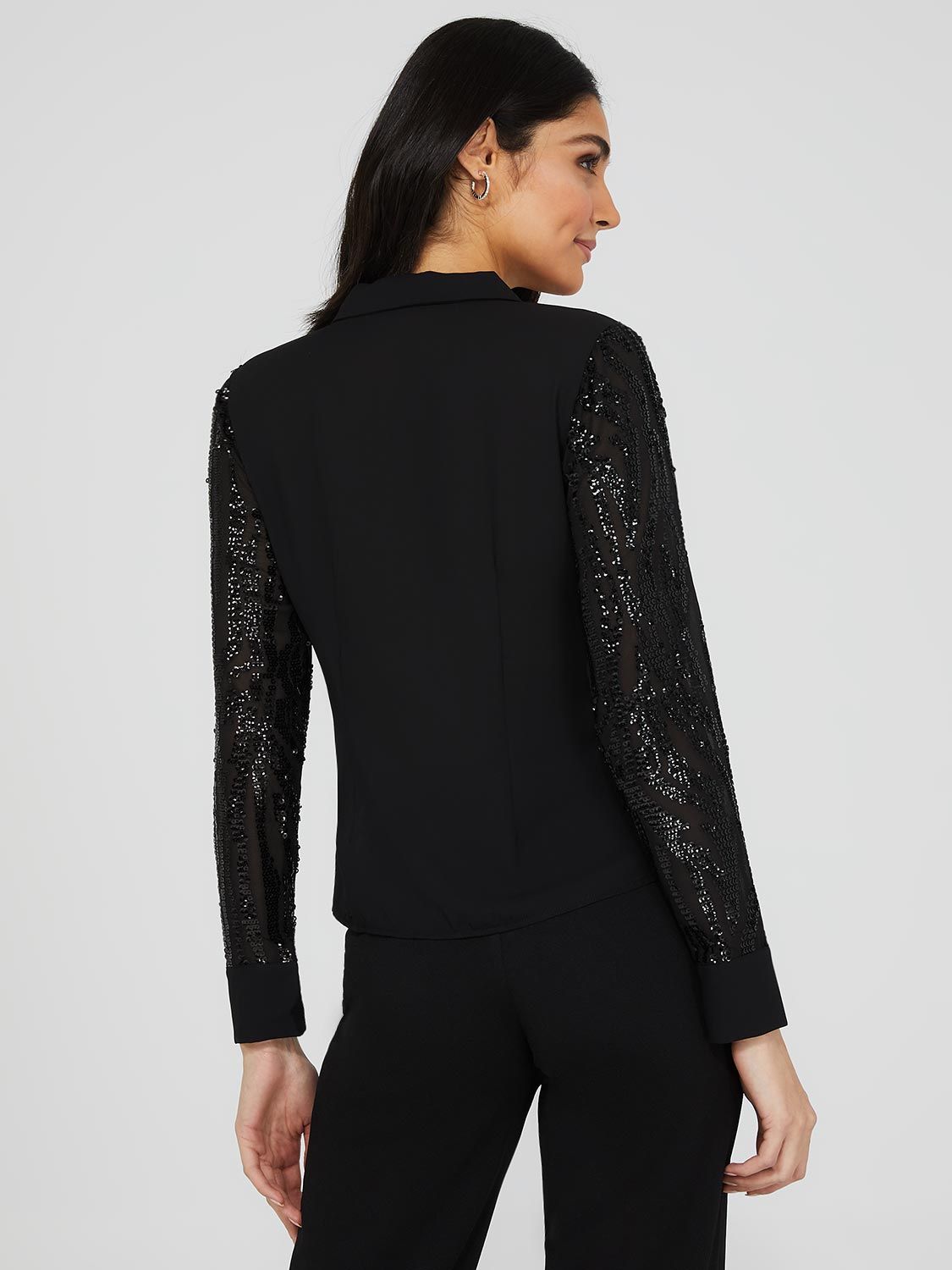 Sequin Button-Front V-Neck Blouse sold by Suzy Shier product image thumbnail 5