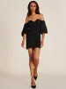 Off-The-Shoulder Puff Sleeve Mini Taffeta Bustier Dress sold by Suzy Shier