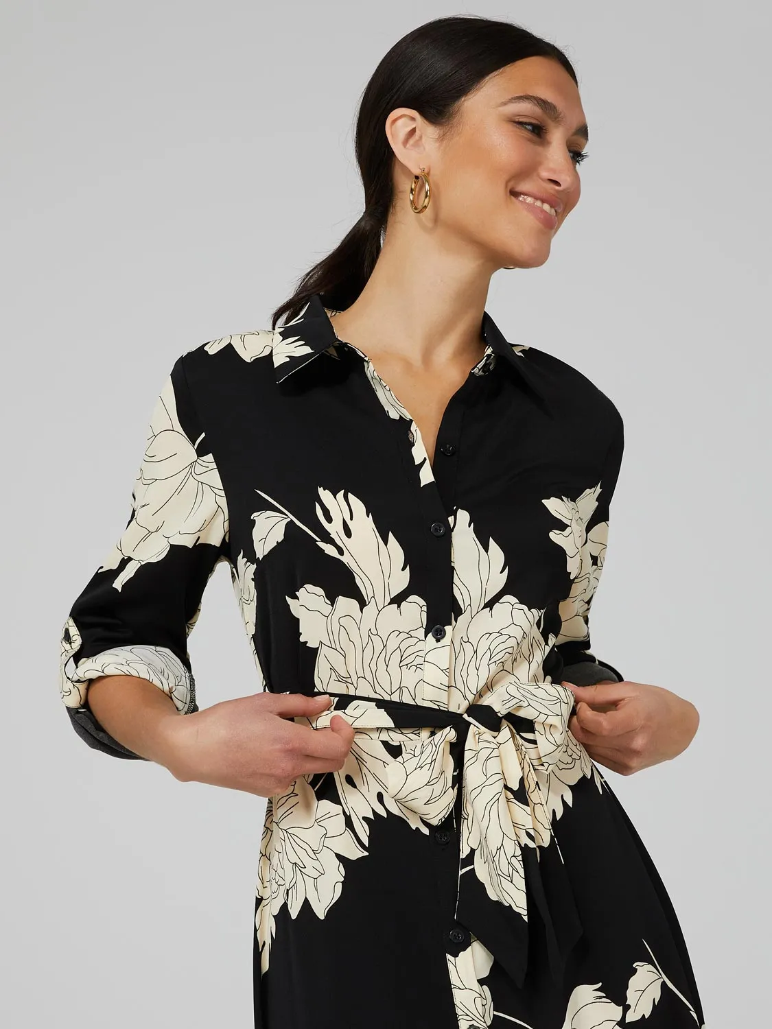 Printed Button-Front Maxi Shirt Dress sold by Suzy Shier product image thumbnail 4