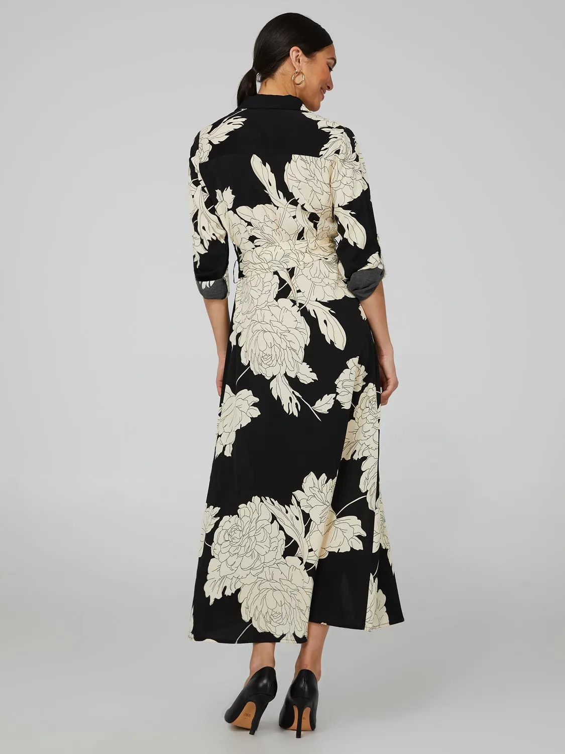 Printed Button-Front Maxi Shirt Dress sold by Suzy Shier product image thumbnail 5