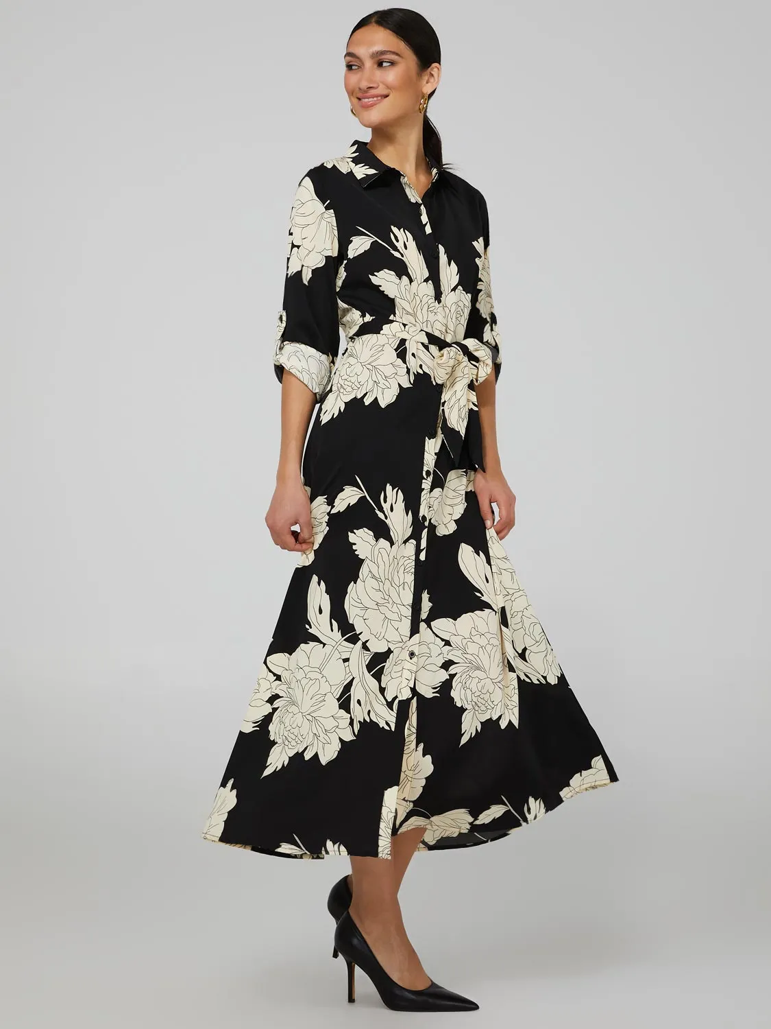 Printed Button-Front Maxi Shirt Dress sold by Suzy Shier product image thumbnail 3