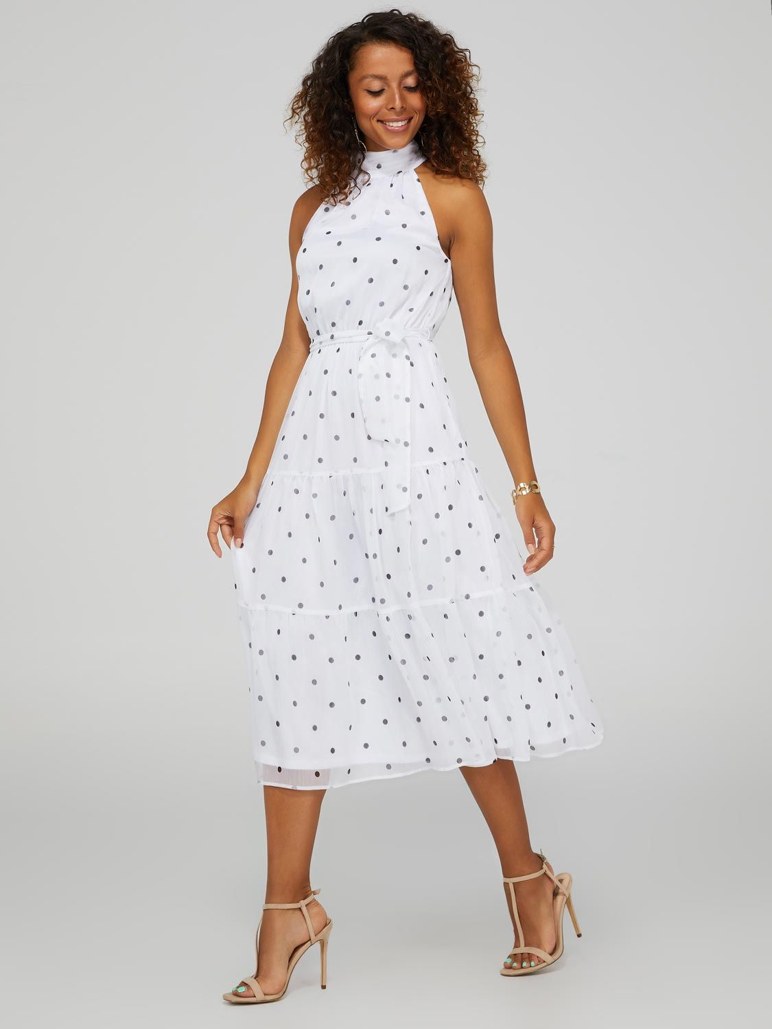 Printed Halter 2-Tier Midi Dress sold by Suzy Shier product image thumbnail 2