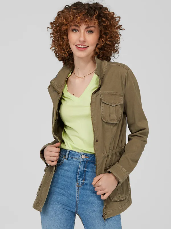 Mock Collar Twill Jacket sold by Suzy Shier