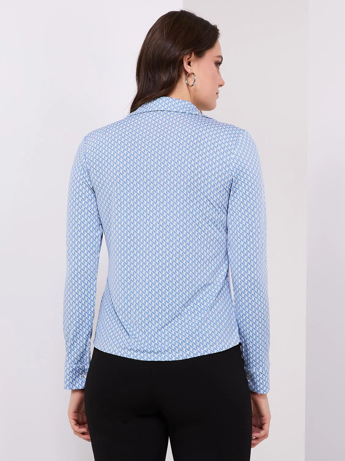 Printed Button-Front Blouse sold by Suzy Shier product image thumbnail 5