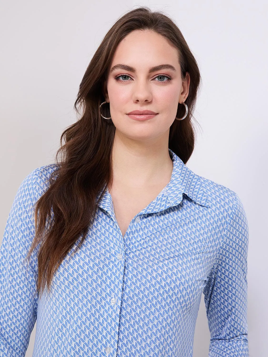 Printed Button-Front Blouse sold by Suzy Shier product image thumbnail 2