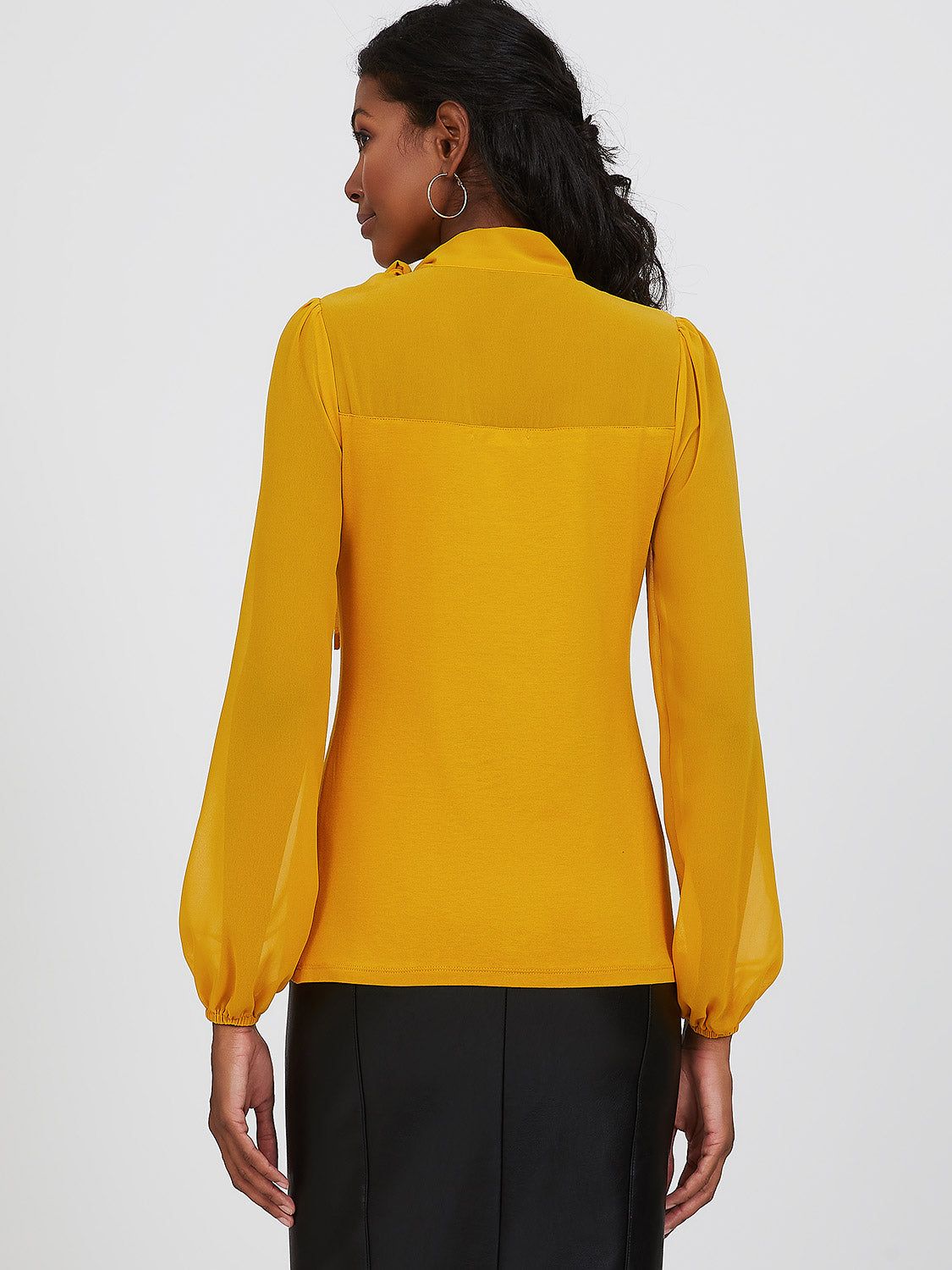 Chiffon Sleeve Mock Neck Side Bow Tie Top sold by Suzy Shier product image thumbnail 8