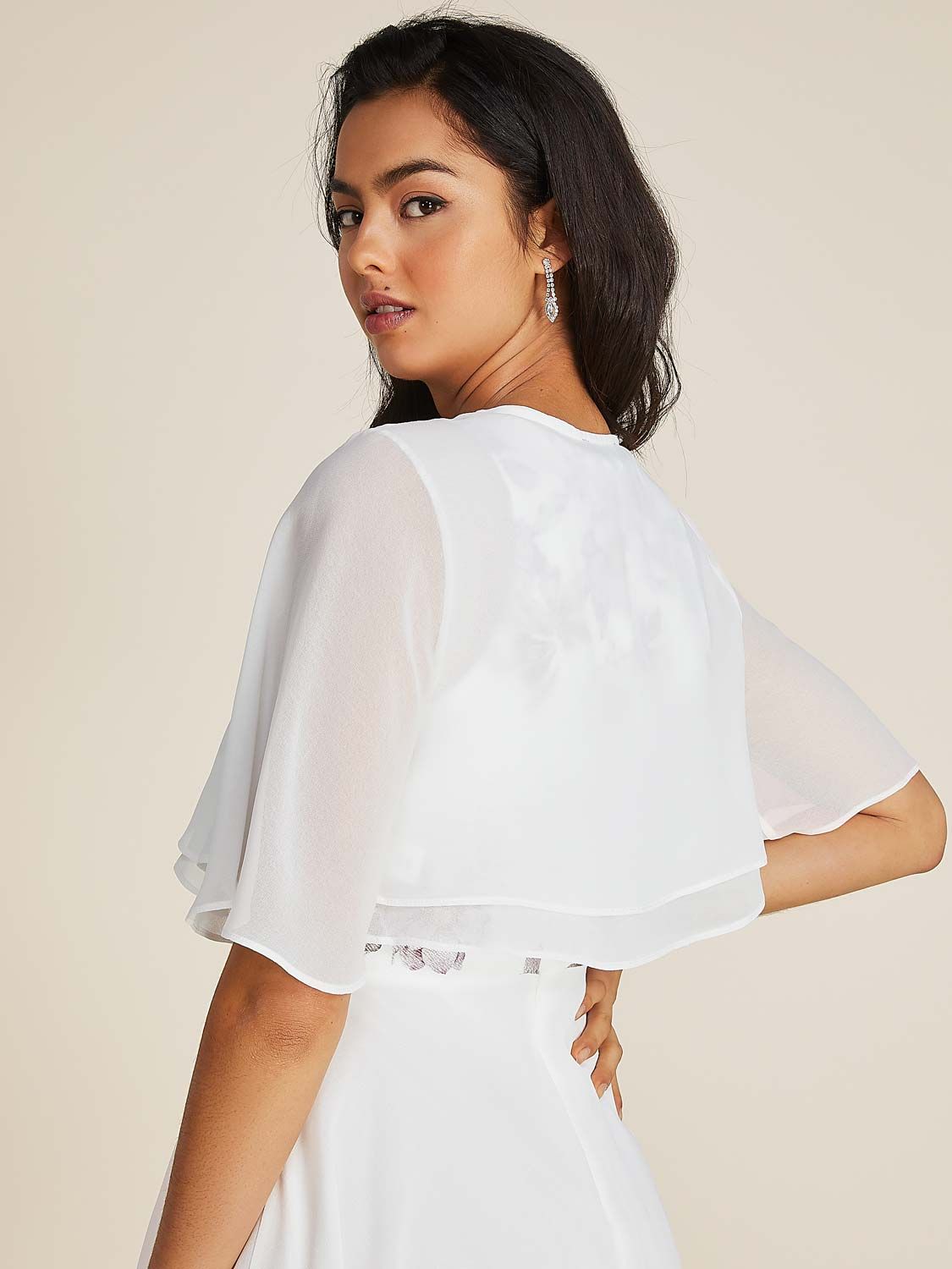 Short Sleeve Double Layered Cape Cover-Up sold by Suzy Shier product image thumbnail 4