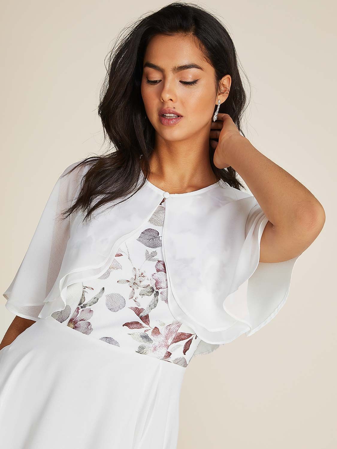 Short Sleeve Double Layered Cape Cover-Up sold by Suzy Shier product image thumbnail 2