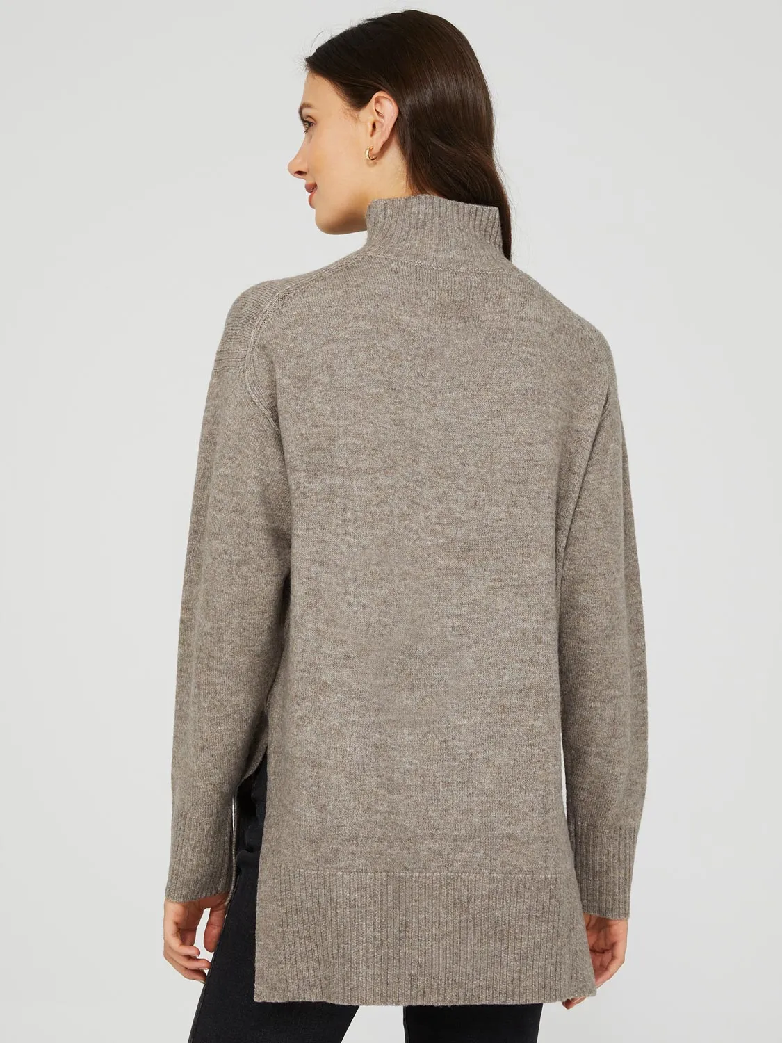Mock Neck High-Low Sweater With Side Slits sold by Suzy Shier product image thumbnail 5